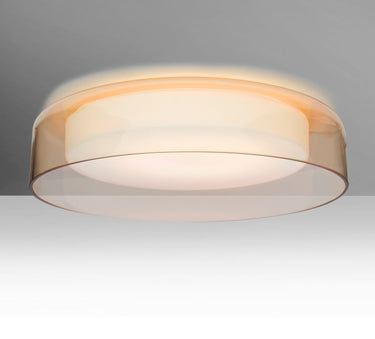 Besa Tango 15 LED flush mount ceiling light with Cognac and Opal Matte glass shade