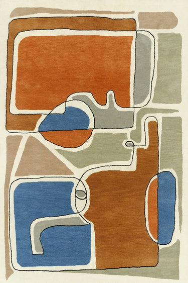 Bleu des Yeux wool rug in Multi, full view