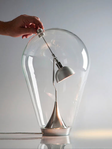 Lodes Blow modern classic table lamp in clear blown glass made in Italy