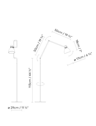 Measurements for the Blux System F50 (line drawing)