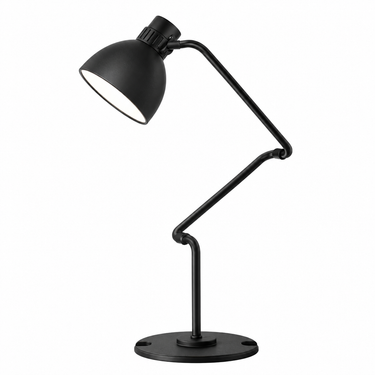 Angled view of B.lux Blux System T30 modern table lamp in black finish with adjustable arm and contemporary design.