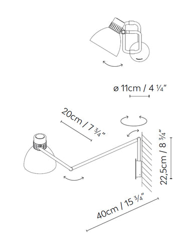 Measurements for the Blux System W20 (line drawing)