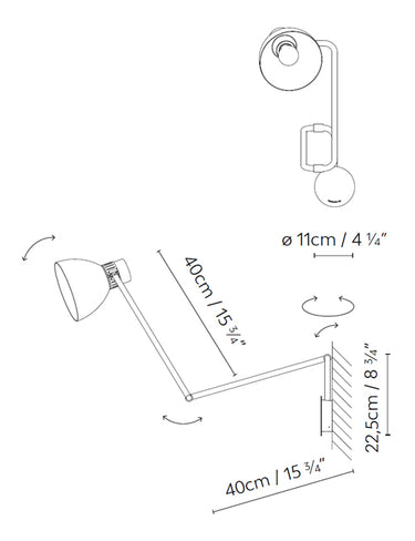 Measurements for the Blux System W40 (line drawing)