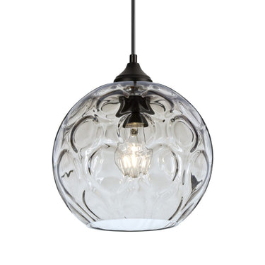 Clear optic glass shade with textured circular pattern for modern pendant lighting