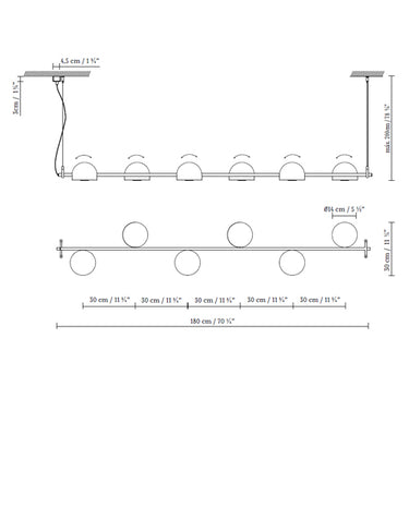 Measurements for the Bowee S6 (line drawing)