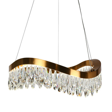 Broderick 25" Brass Empire Chandelier with LED Crystal Lighting