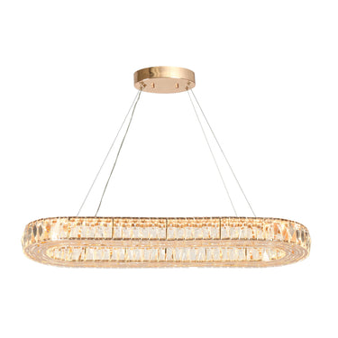 Brusmogan 1-Light Gold Kitchen Island Light: 37" Glam Rectangle LED Pendant