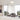 ET2 Bubble flush mount on the ceiling of a bright open living room with floor-to-ceiling windows and low gray sofas