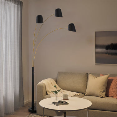 Nova of California Culver 3 Light Arc Floor Lamp 86 Matte Black Weathered Brass