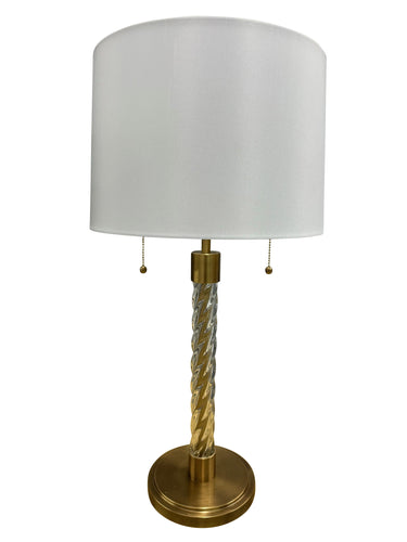 House of Troy Chloe 30.5" brushed brass glass column twin pull table lamp
