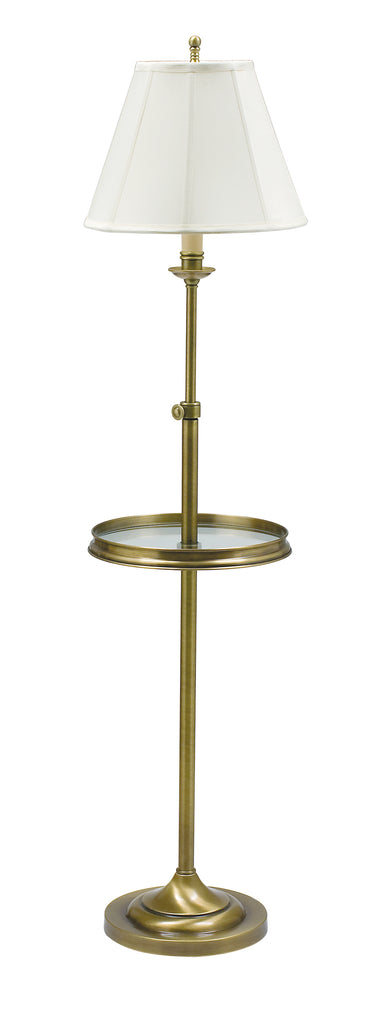 House of Troy Club Adjustable Antique Brass Floor Lamps with glass table