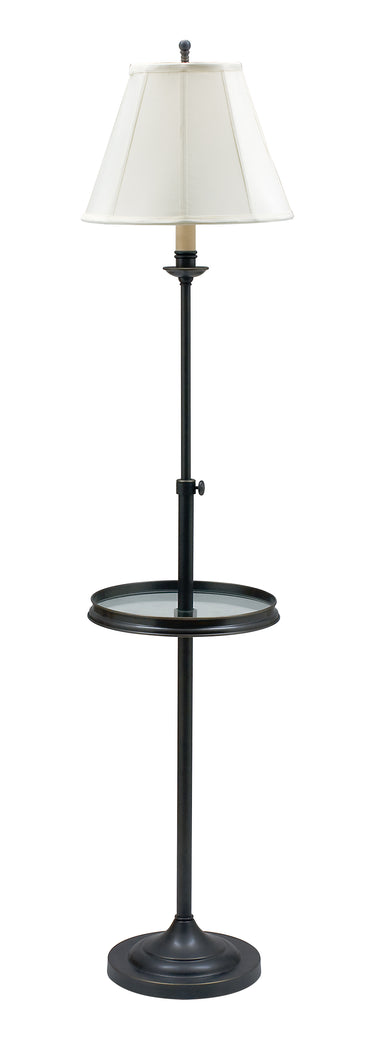House of Troy Club Adjustable Oil Rubbed Bronze Floor Lamps with glass table