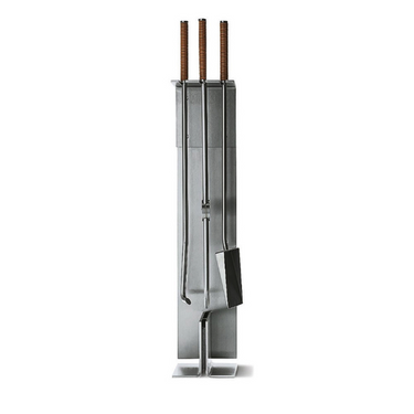 Conmoto Peter Maly Fireside Tools with Floor Stand, stand with poker, tongs and ash shovel, front view