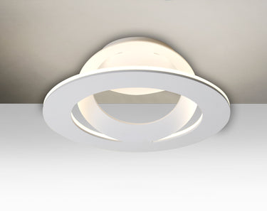 Cue circular LED semi-flush in white, straight-on | Besa Lighting