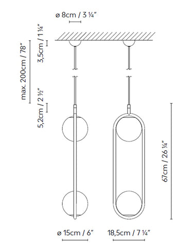 Measurements for the C-Ball S2 (line drawing)