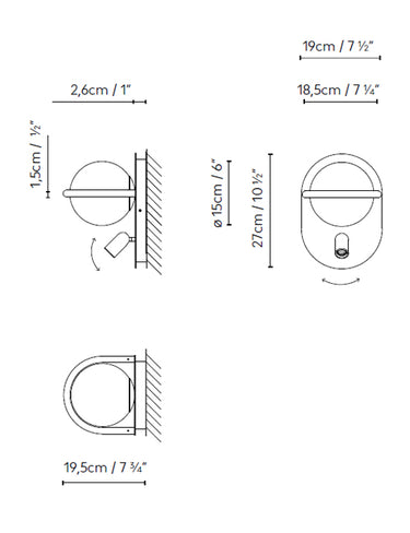 Measurements for the C-Ball W (2L) (line drawing)