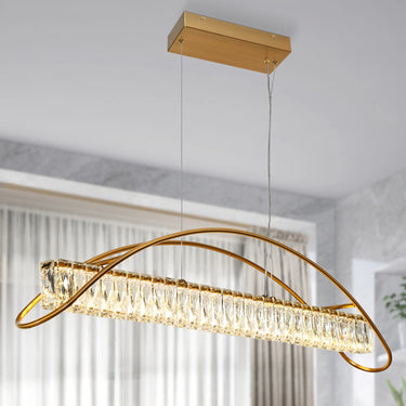 Brass Crystal Chandelier with Integrated LED Lighting