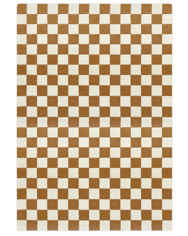 Terra Brown & Off White Checkerboard Rug by Maison Deux, photo 1