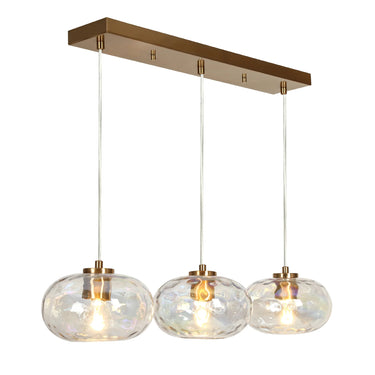 Hand-Blown Iridescent Glass 3-Light Island Pendant - Chrysaorican Collection