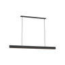 Cloak 60 linear chandelier in Nightshade Black by Visual Comfort above modern dining table