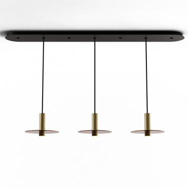 Combi Linear multi-light LED pendant with decorative glass plate by Koncept in matte black finish