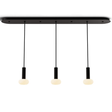 Combi Linear multi-light LED pendant with frosted glass ball by Koncept in matte black finish