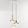 Combi multi light LED pendant with mixed finishes and decorative glass plates