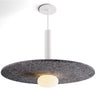 Combi LED pendant light with acoustic panel and Frost White glass ball for modern interiors