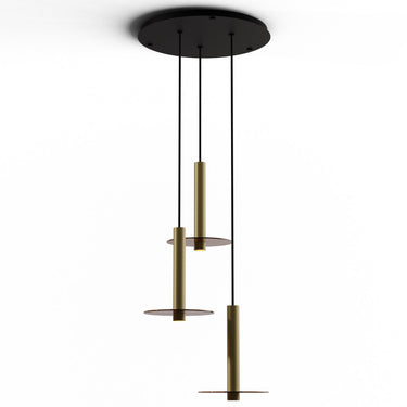 Combi round multi light LED pendant with decorative glass plate and modern design