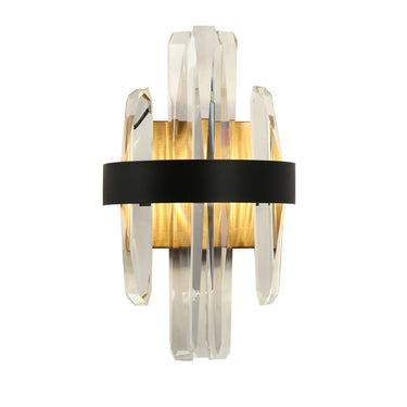 Combrocollia Crystal LED Wall Sconce - Black & Brass Glam