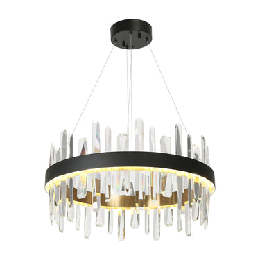 Combrocollia Modern Drum Chandelier - 24 Inch Black & Brass with LED