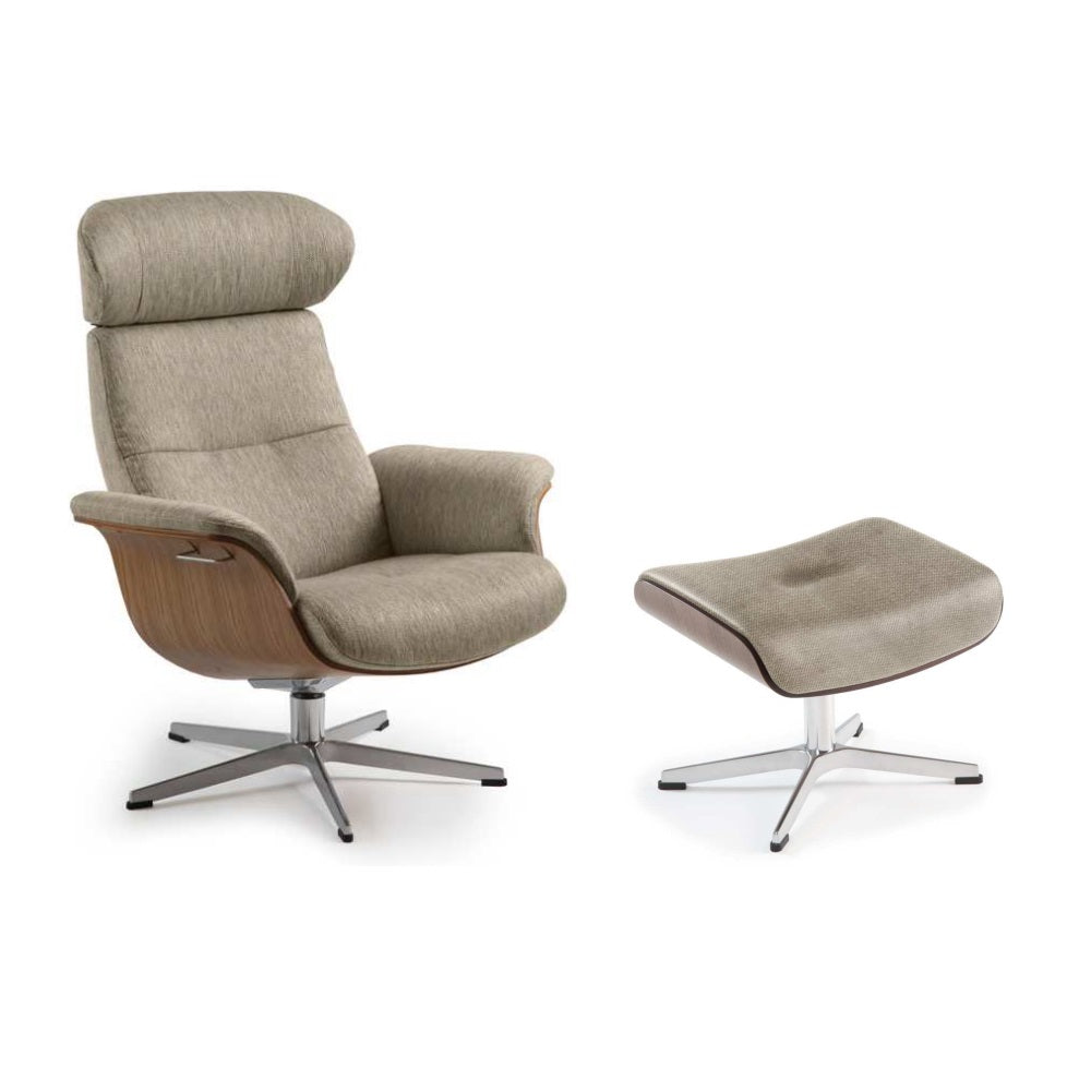Conform Recliner Timeout in Taupe Fabric with Footstool