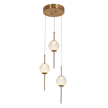 Cenlindes 12" Modern Brass Cluster Chandelier, 3-Light LED, Dimmable