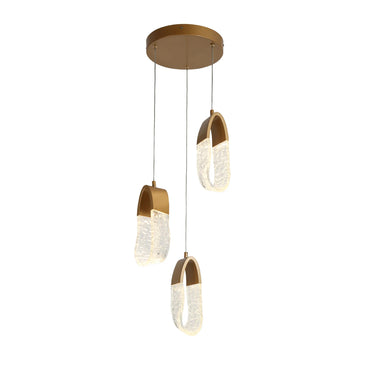 Modern 3-Light LED Chandelier with Frosted Glass Loops | Cleistocactus Collection
