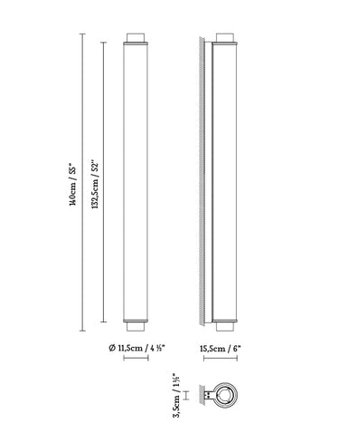 Measurements for the Slim Skin W1400 (line drawing)