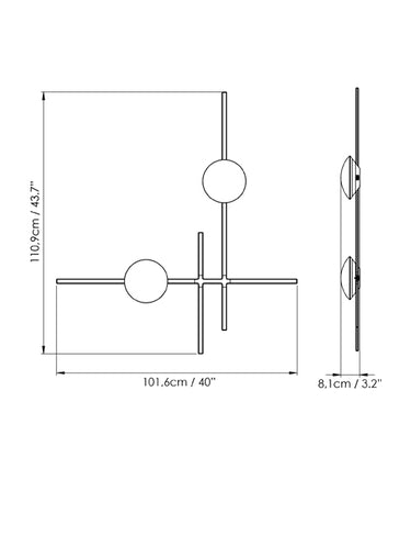 B.lux Crosshatch Pendant S - M Pendant lamp by Brad Ascalon dimensions drawing
