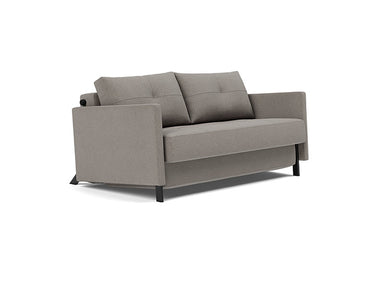 Cubed sofa bed with hidden bedding storage in 521 Mixed Dance Grey