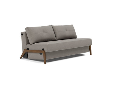 Innovation Living Cubed Queen Sleeper Sofa in 521 Mixed Dance Grey with dark oak wood legs