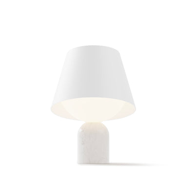 Dude Marble Table Lamp – Carrara White Marble, Matte White Shade