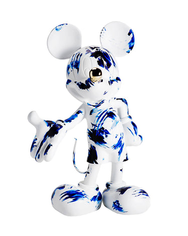 One Minute Mickey by Marcel Wanders by Leblon Delienne, White & Delft Blue, chromed gold nose colorway, 60 cm