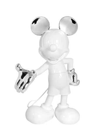 Mickey Welcome Life-Size by Leblon Delienne, White & Silver colorway, 140 cm