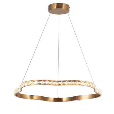 Modern crystal and brass chandelier with LED lights