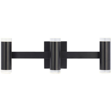 Contemporary matte black 3-light LED bath light with crystal accent