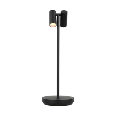 Black Doppia rechargeable table lamp, cordless design, ambient lighting
