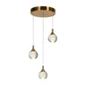 Modern Brass Globe Chandelier with 3 LED Lights - 14" Diameter
