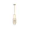 Duelle 19 pendant light in antique brass with glass shade and warm LED glow