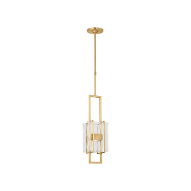 Duelle 19 pendant light in antique brass with glass shade and warm LED glow