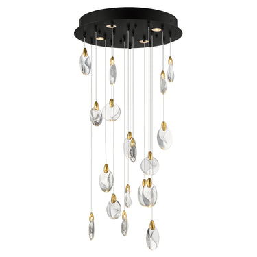 ET2 Pebble 18-Light LED Pendant Black/Polished Gold
