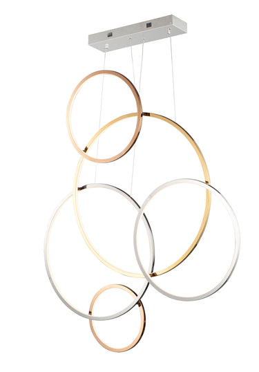 ET2 Union multi-light ring pendant, 39.5 x 4.75 in Multi-Plated, front view