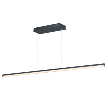 ET2 Hover linear baton pendant, Black, front view of the 60 in baton on two cords below a black canopy